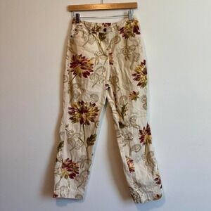 VTG 100% cotton floral tan pants from Susan Bristol